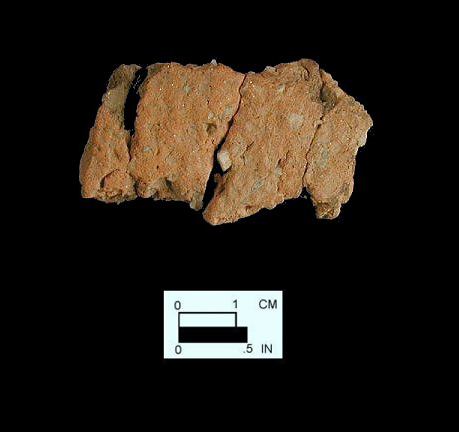 Accokeek Body sherd on left and close up view of paste on right from Bathhouse site 18AN37.